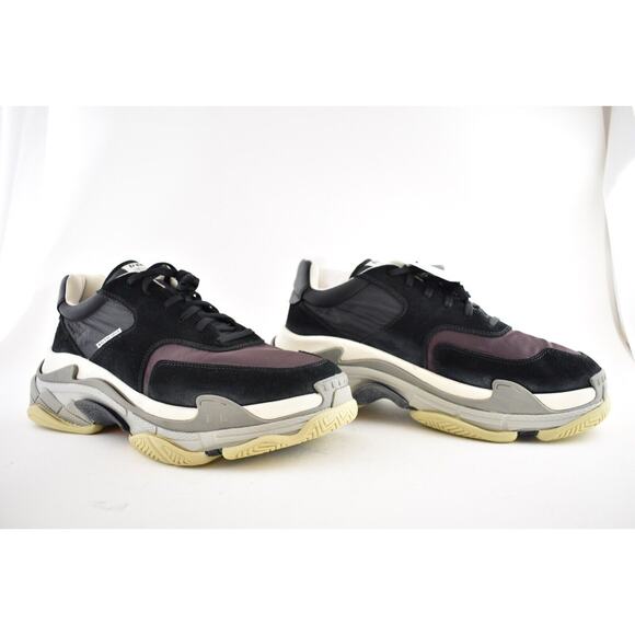 Balenciaga Triple S Mens V2 Black Burgundy Nylon Speed Trainer Sneaker 45 US 12 - Picture 2 of 9